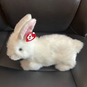 Easter TY “Bows” white fluffy 11” bunny rabbit *retired*